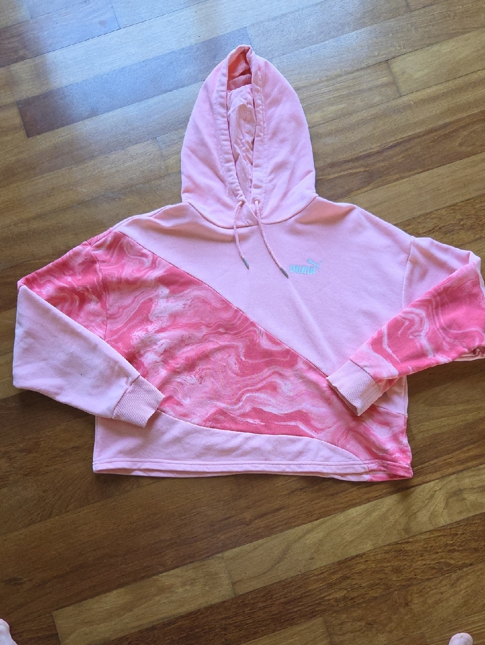 Puma Pink Marble-Panel Hoodie